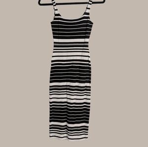 American Apparel Black and White Striped Midi Dress